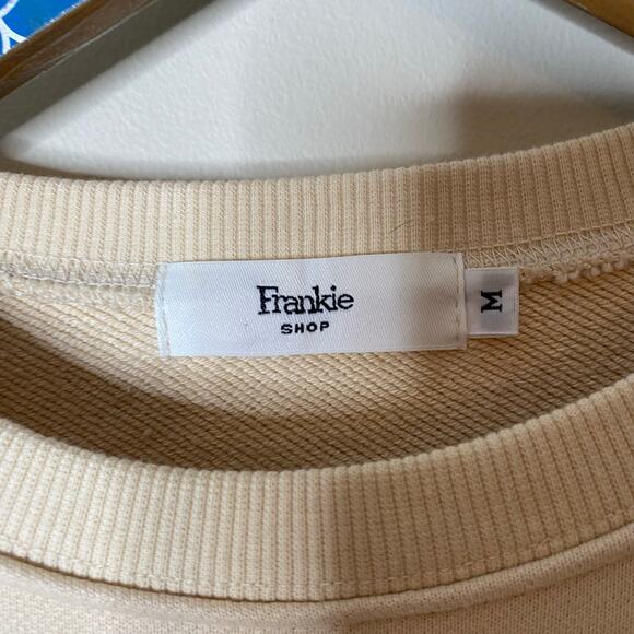 FRANKIE SHOP Vanessa Sweatshirt Vanilla Organic Cotton Shoulder Pads Medium - Picture 6 of 9